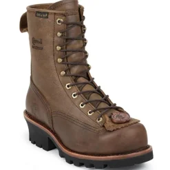 Chippewa Steel Toe | Logger*Men's 8-Inch Waterproof Steel Toe EH Logger Boots Brown