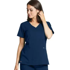 Grey's Anatomy Scrub Tops*+ Spandex Stretch Women's Mock Wrap Scrub Top