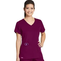 Grey's Anatomy Active Scrub Tops*Women's 4 Pocket V-Neck Side Panel Scrub Top