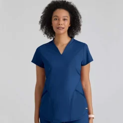 Grey's Anatomy Knits Scrub Tops*Grey's Anatomy Knit Stretch Women's Define V-Notch Neck Scrub Top