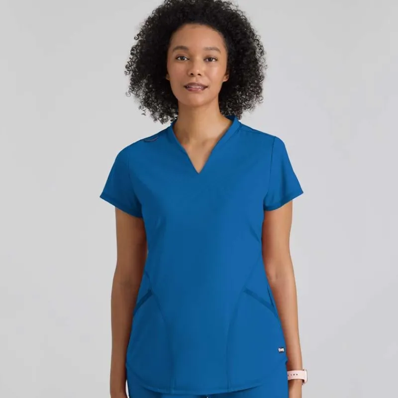 Grey's Anatomy Knits Scrub Tops*Grey's Anatomy Knit Stretch Women's Define V-Notch Neck Scrub Top