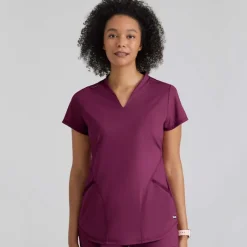 Grey's Anatomy Knits Scrub Tops*Grey's Anatomy Knit Stretch Women's Define V-Notch Neck Scrub Top