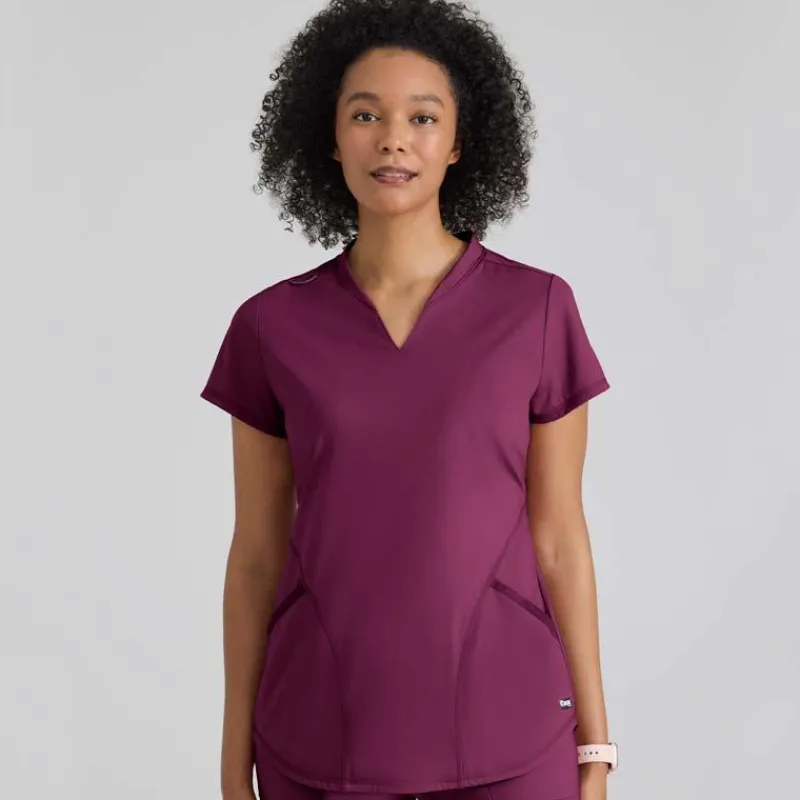 Grey's Anatomy Knits Scrub Tops*Grey's Anatomy Knit Stretch Women's Define V-Notch Neck Scrub Top