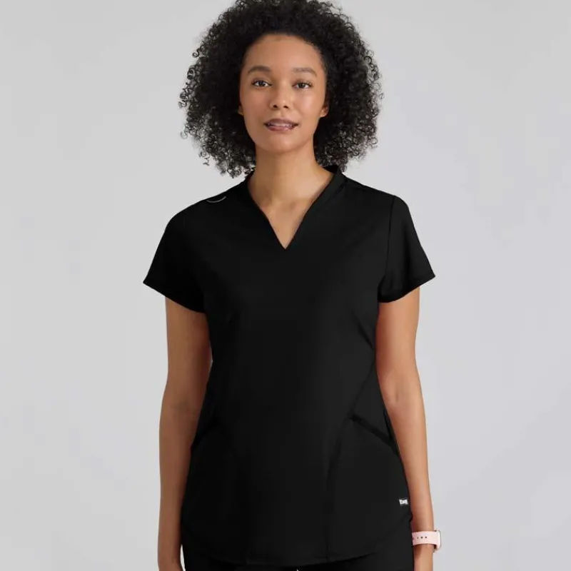Grey's Anatomy Knits Scrub Tops*Grey's Anatomy Knit Stretch Women's Define V-Notch Neck Scrub Top