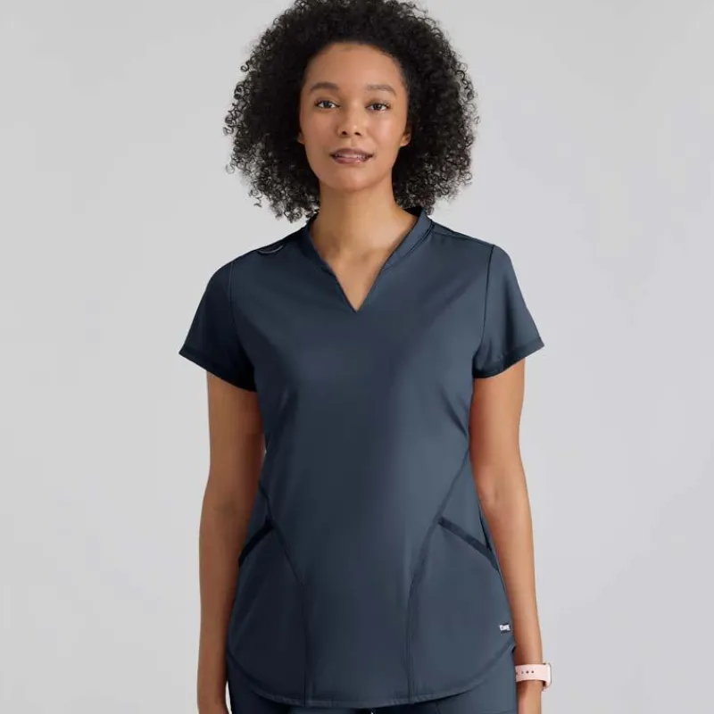 Grey's Anatomy Knits Scrub Tops*Grey's Anatomy Knit Stretch Women's Define V-Notch Neck Scrub Top