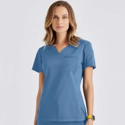 Grey's Anatomy Scrub Tops*+Spandex Stretch Women's Capri Tuck-In Scrub Top