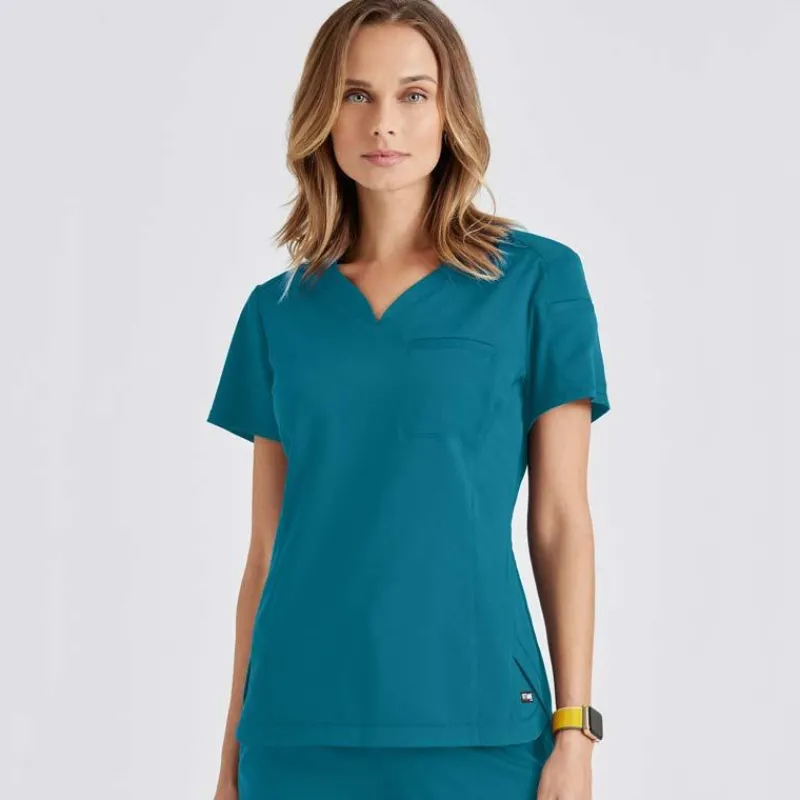 Grey's Anatomy Scrub Tops*+Spandex Stretch Women's Capri Tuck-In Scrub Top