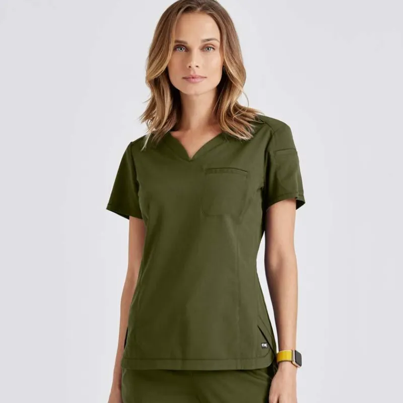 Grey's Anatomy Scrub Tops*+Spandex Stretch Women's Capri Tuck-In Scrub Top