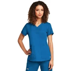Grey's Anatomy Scrub Tops*Women's Missy Fit V-Neck Shirred Scrub Top