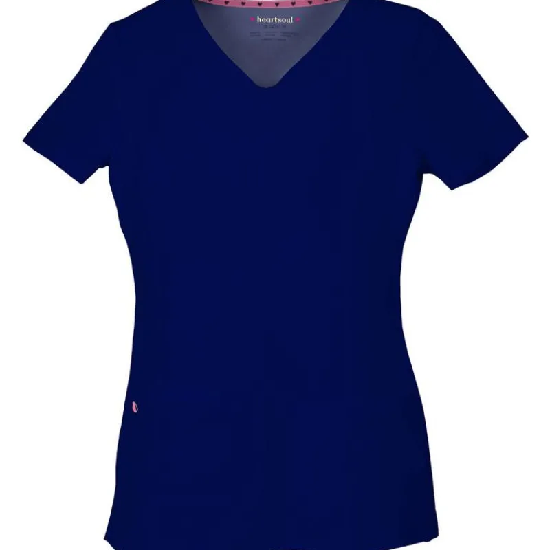 Heartsoul Scrub Tops*Women's Junior Fit Pitter-Pat Shaped V-Neck Scrub Top