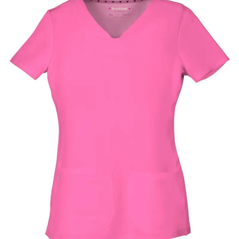Heartsoul Scrub Tops*Women's Junior Fit Pitter-Pat Shaped V-Neck Scrub Top