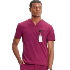 Infinity GNR8 Scrub Tops*Men's Partial Zip V-Neck Scrub Top