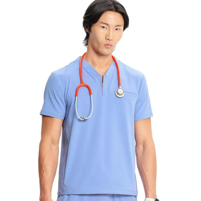 Infinity GNR8 Scrub Tops*Men's Partial Zip V-Neck Scrub Top