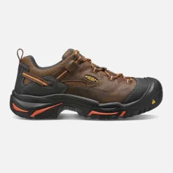 KEEN Utility Non-Slip Shoes | Athletic*Men's Braddock Soft Toe Low Hiker Cascade Brown/orange Ochre