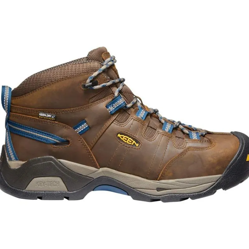 KEEN Utility Non-Slip Boots | Steel Toe*Men's Detroit XT Steel Toe Waterproof Mid Hiker Cascade Brown/orion Blue