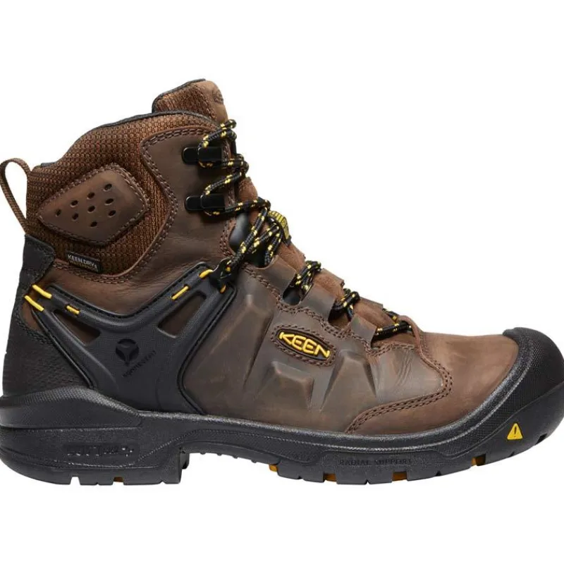 KEEN Utility Non-Slip Boots | Non-Steel Safety Toe*Men's Dover 6" Waterproof Carbon Fiber Toe Work Boot Dark Earth/black