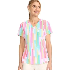 Med Couture Scrub Tops*Women's Print Scrub Top Pop Stripes