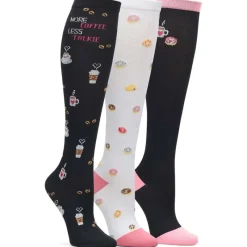 Nursemates Gait Belts & Hosiery*Women's 3-Pack Coffee And Donuts Theme Compression Socks Multicolor