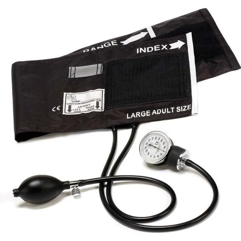 Prestige Blood Pressure Devices*Large Adult Cotton Cuff Aneroid Sphygmomanometer Black
