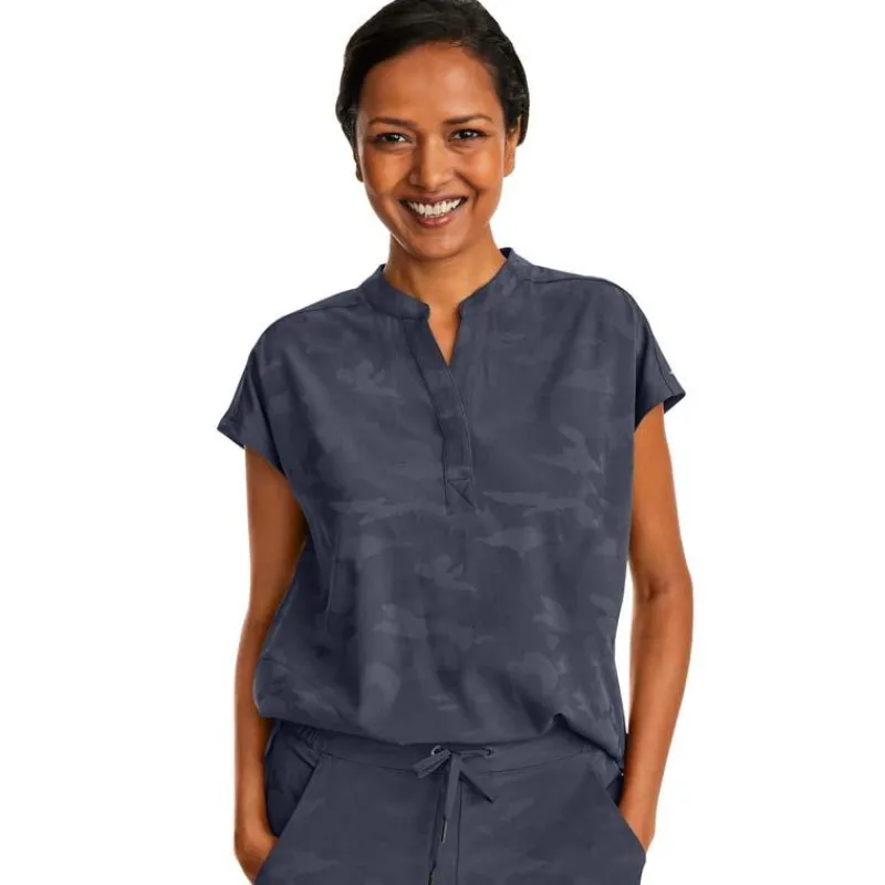 Healing Hands Scrub Tops*Purple Label by Camo Women's Journey Mandarin Collar Scrub Top