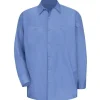 Red Kap Work Shirts*Men's Long Sleeve Industrial Stripe Work Shirt Petrol Blue Navy