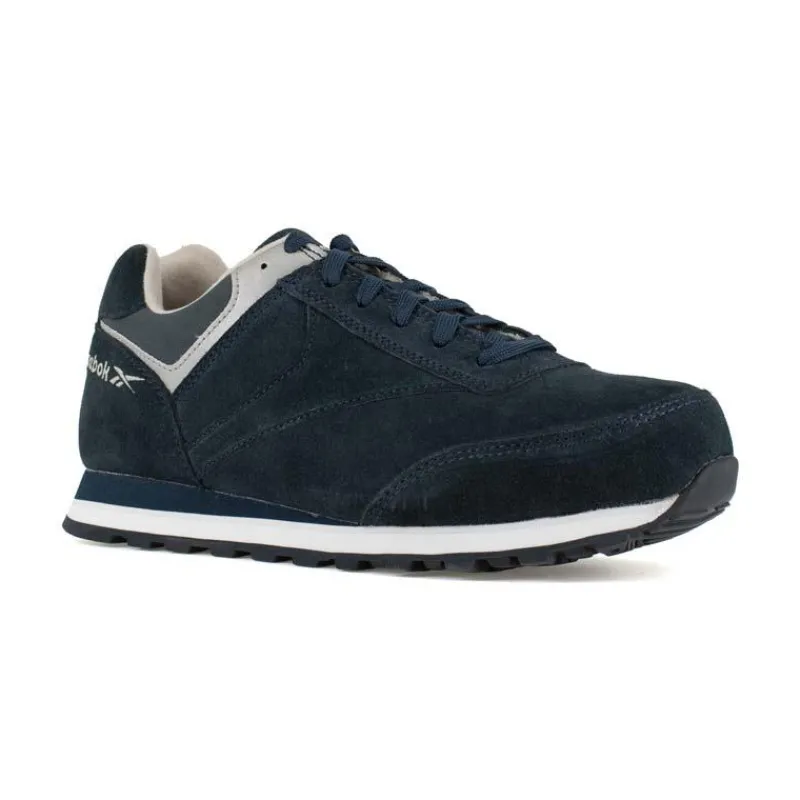 Reebok Athletic*Leelap Suede Leather Retro Oxford Steel Toe Shoes Navy Blue