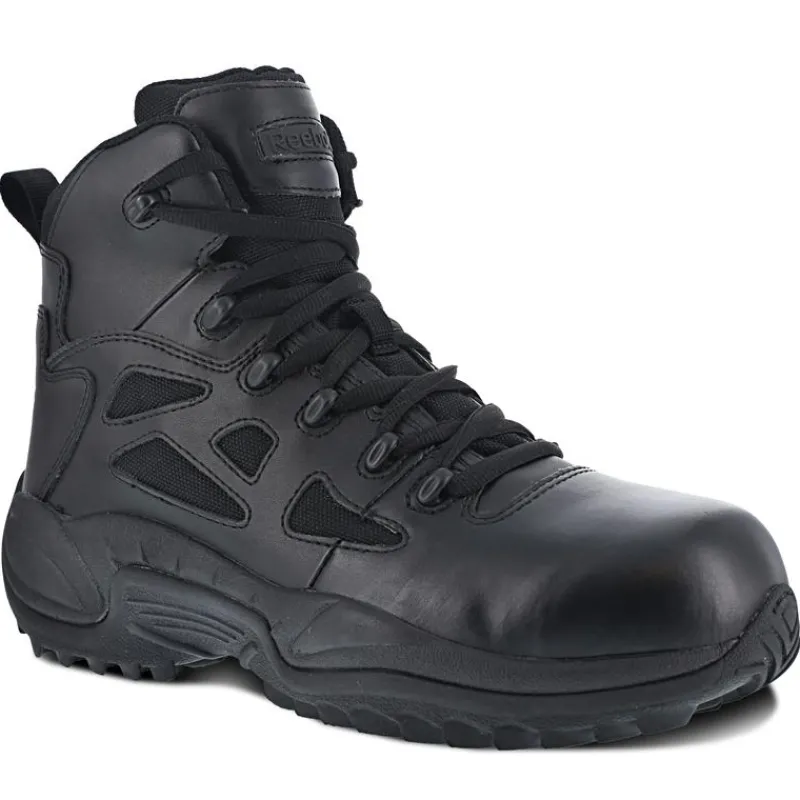 Reebok Non-Steel Safety Toe | Tactical*Women's 6" Rapid Response RB Stealth Composite Toe Side Zip Tactical Boot Black