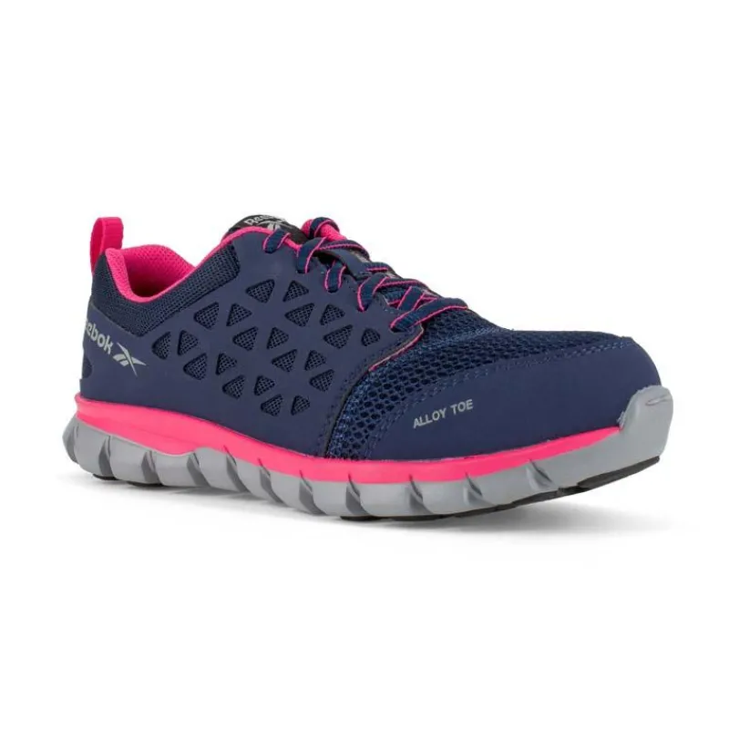 Reebok Athletic | Non-Slip Shoes*Women's Sublite Cushion Work Alloy Toe Navy & Pink Athletic Oxford Navy/pink