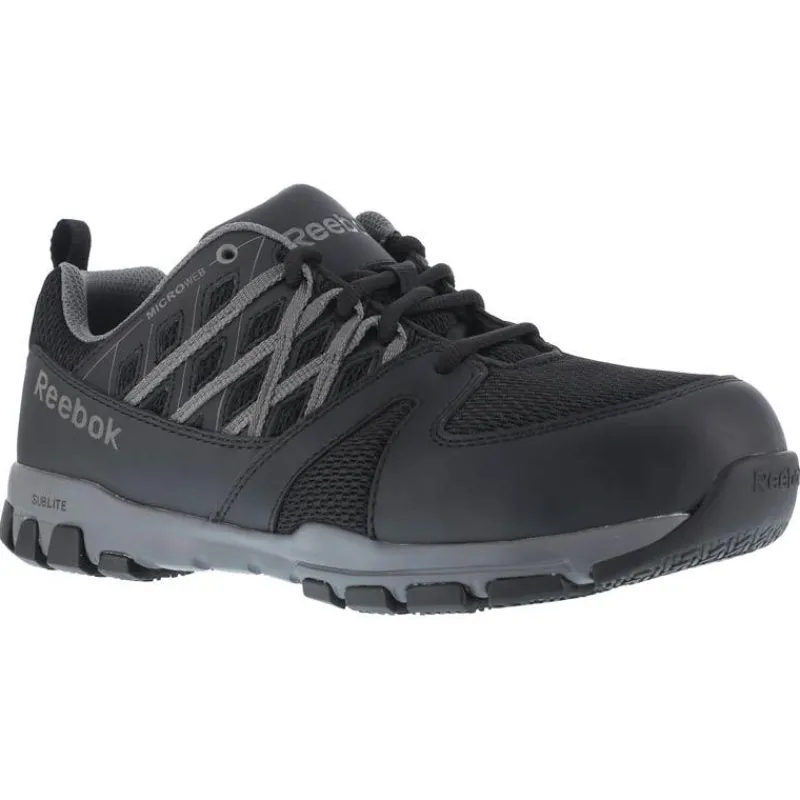 Reebok Athletic | Non-Slip Shoes*Women's Sublite Work Black & Grey ESD Athletic Oxford Black/grey