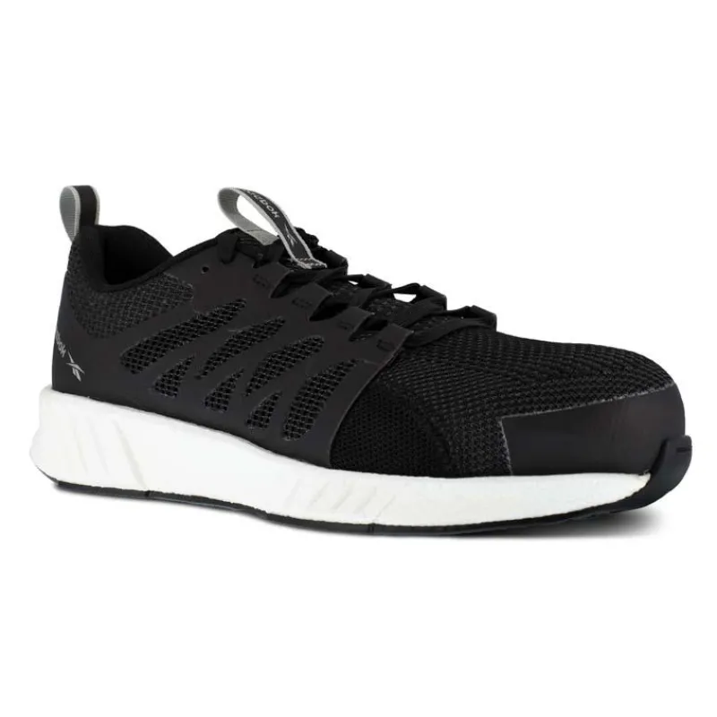 Reebok Non-Slip Shoes | Athletic*Work Men's Fusion Flexweave Work SD Composite Toe Athletic Work Shoe Black / White