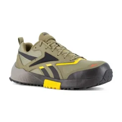 Reebok Non-Slip Shoes | Athletic*Work Men's Lavante Trail 2 Work Composite Toe Trail Work Shoe Army Green/black/yellow