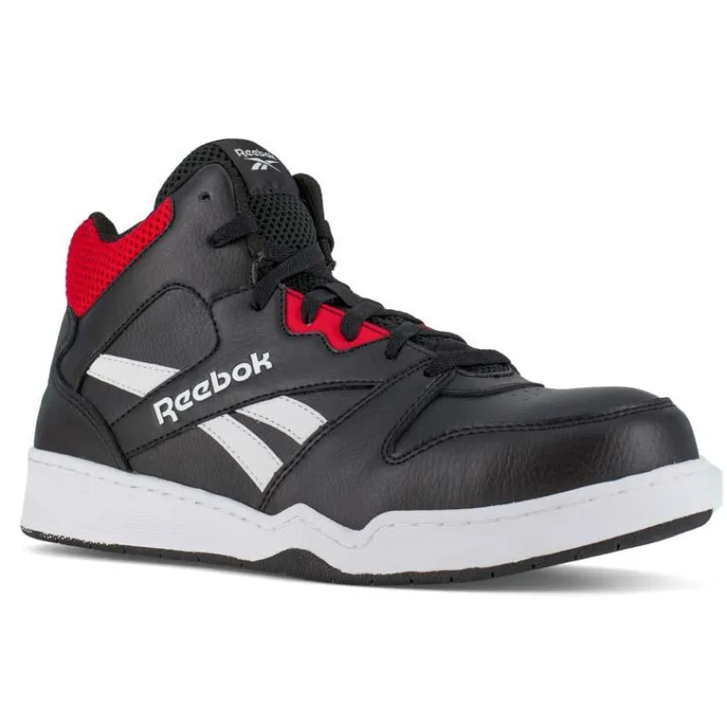 Reebok Non-Slip Shoes | Athletic*Works Men's BB4500 Work Composite Toe Athletic Hi Top Work Sneaker Black / Red