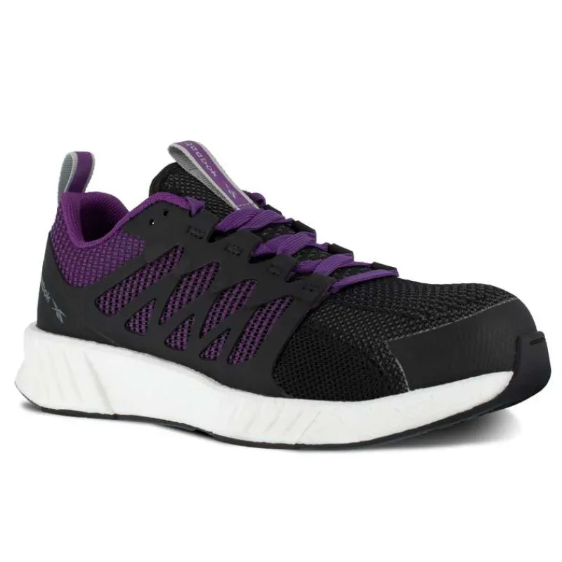 Reebok Non-Slip Shoes | Athletic*Works Women's Fusion Flexweave Work Composite Toe Athletic Work Shoe Black/purple