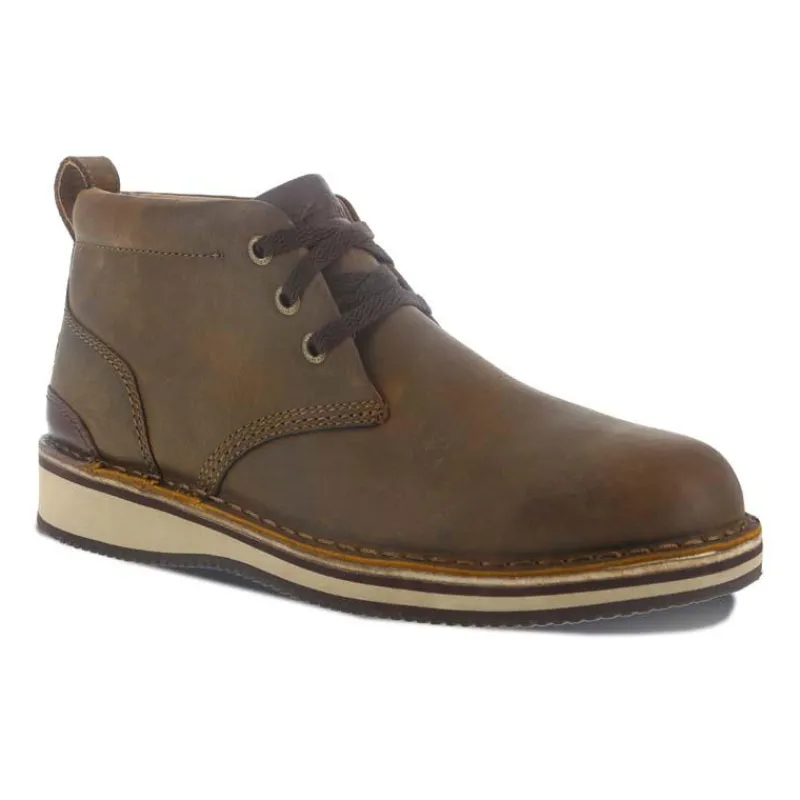 Rockport Non-Slip Boots | Steel Toe*Works Men's Prestige Point Work Steel Toe Chukka Boot Beeswax Brown