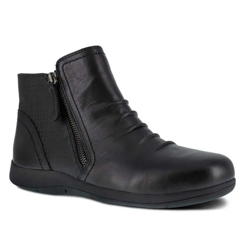 Rockport Non-Slip Boots | Work Boots*Works Women's Daisy Work Alloy Toe Side Zip Ruched Bootie Black