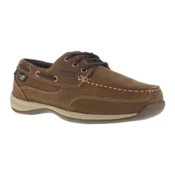 Rockport Non-Slip Shoes | Oxfords*Works Women's Sailing Club Steel Toe Met Guard Boat Shoe Brown