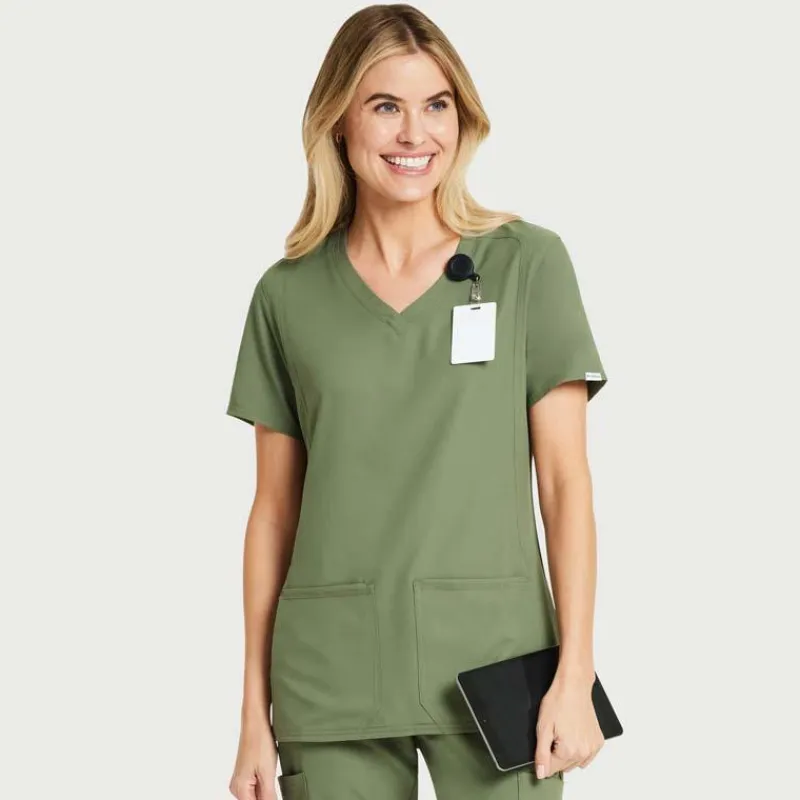 Scrubology Shift Scrub Tops*Women's Two Pocket V-Neck Scrub Top