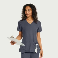 Scrubology Shift Scrub Tops*Women's Two Pocket V-Neck Scrub Top