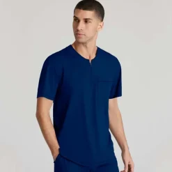 Skechers Slip-Ins Scrub Tops*Men's Flex Knit Zip Collar Scrub Top