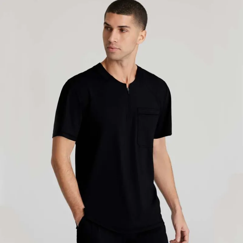 Skechers Slip-Ins Scrub Tops*Men's Flex Knit Zip Collar Scrub Top