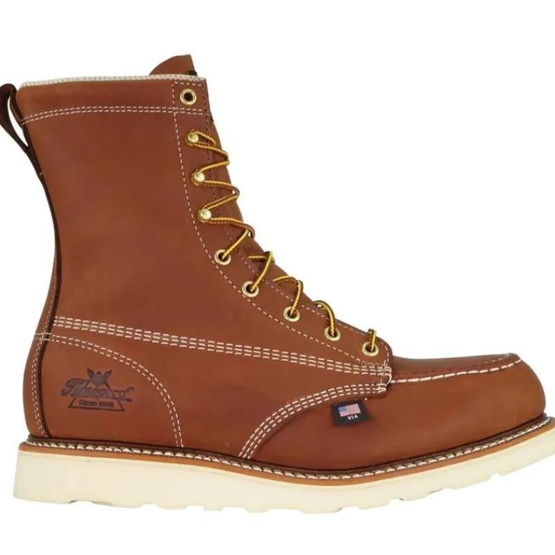 Thorogood Non-Slip Boots | Steel Toe*Mens American Heritage 8" Steel Toe Moc Toe Wedge Work Boot Tobacco
