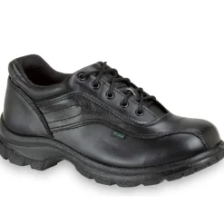 Thorogood Non-Slip Shoes | Athletic*Mens Soft Streets Series Double Track Leather Work Oxford- Extra Wide Sizes Black