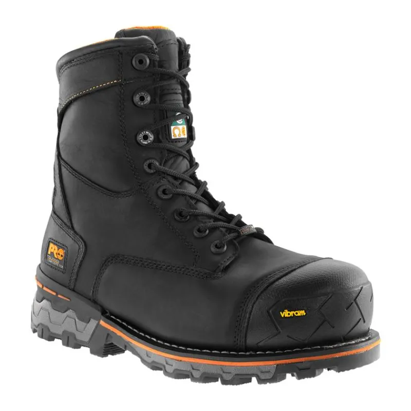 Timberland Pro Non-Slip Boots | Non-Steel Safety Toe*Men's 8" Boondock Waterproof Insulated Composite Toe Work Boot Black