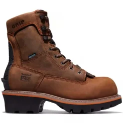 Timberland Pro Non-Slip Boots | Non-Steel Safety Toe*Men's 8" Evergreen Waterproof Composite Toe Logger Brown