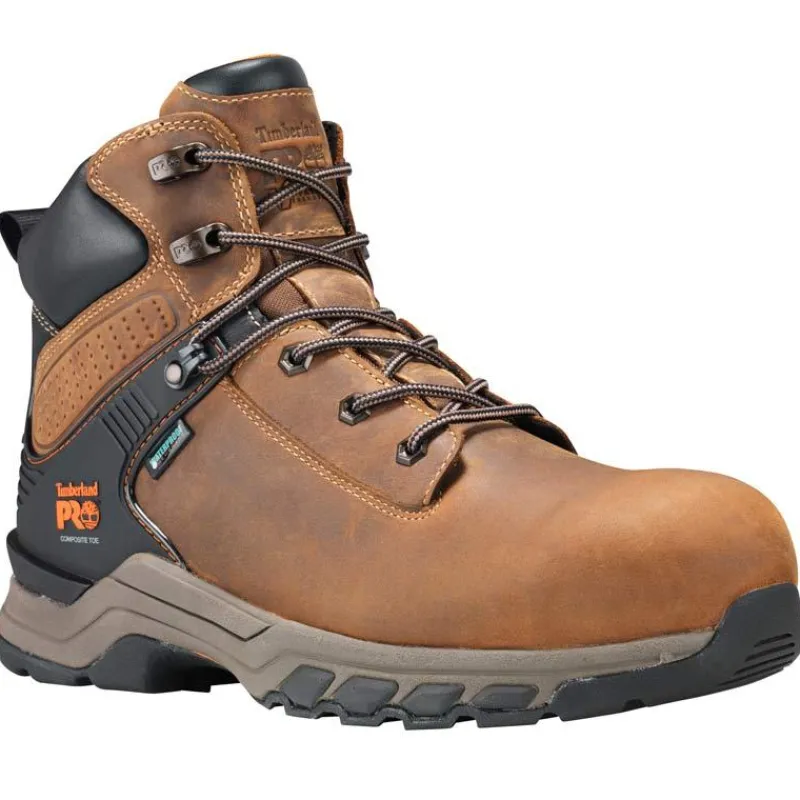 Timberland Pro Non-Slip Boots | Non-Steel Safety Toe*Men's 6" Hypercharge Waterproof Composite Toe Work Boot Brown