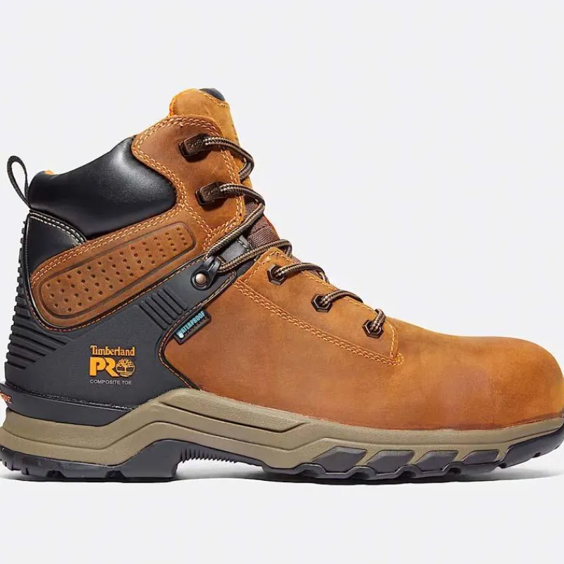 Timberland Pro Non-Slip Boots | Non-Steel Safety Toe*Men's Hypercharge 6" Composite Toe Waterproof Work Boot Brown