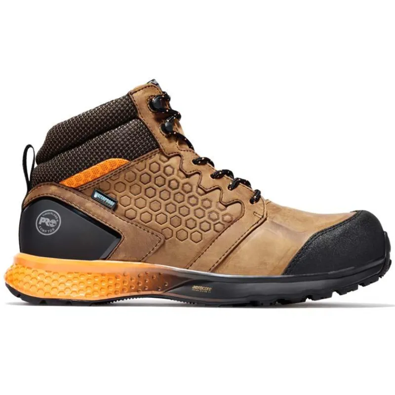 Timberland Pro Non-Slip Boots | Non-Steel Safety Toe*Men's Reaxion Composite Toe Waterproof Hiker Brown