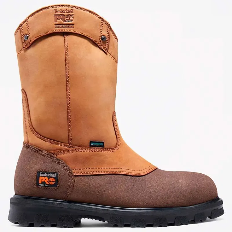 Timberland Pro Non-Slip Boots | Steel Toe*Men's Rigmaster Pull On Steel Toe Waterproof Wellington Work Boot Beige