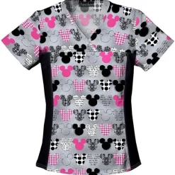 Tooniforms Scrub Tops*Mickey Mock Scrub Top Blackgray Character