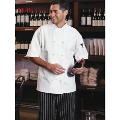 Uncommon Threads Chef Coats*Monterey Short Sleeve 10 Knot Button Chef Coat